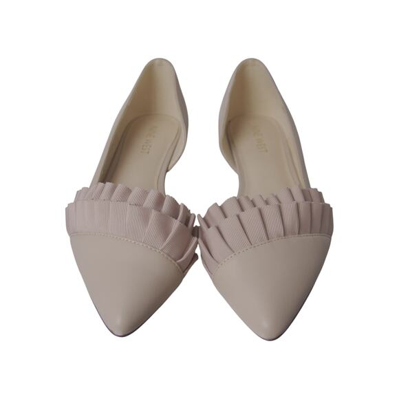 Nine West Shoes - Nine West Nude Pleated Ruffle Pointed Toe D’Orsay Flats Women’s 7M